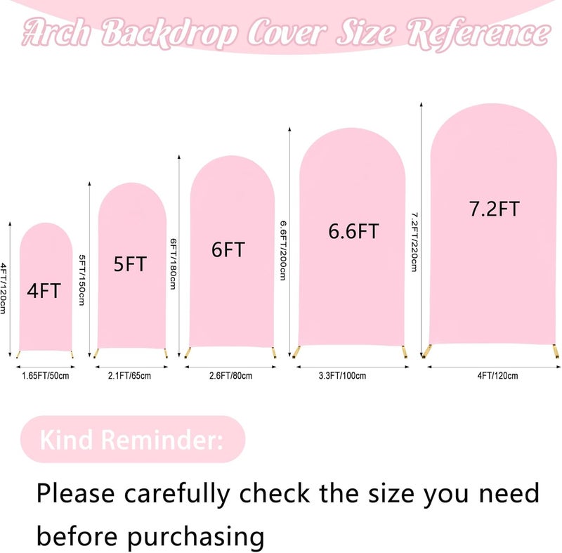 Fivenl Spandex Fitted Wedding Arch Cover 7.2FT Pink Arch Backdrop Cover, Round Top Chiara Backdrop Stand Covers for Wedding Birthday Party Baby Shower Banquet Arch Decoration (Pink, 7.2FT) - Image 2
